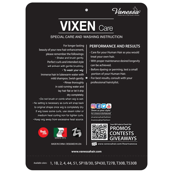 Vanessa VIXEN Care 100% Human Hair Full Wig - HH DARCI