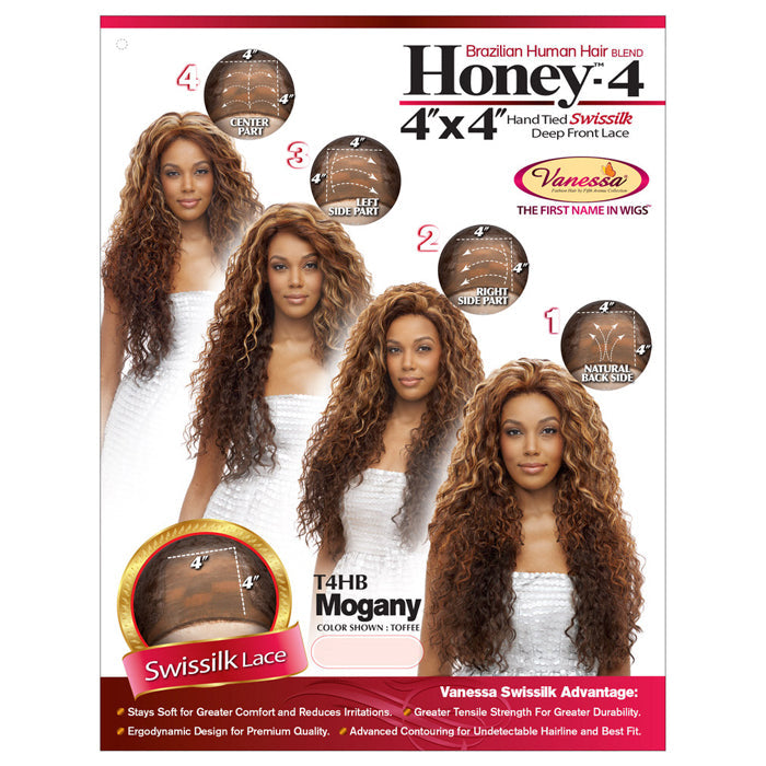 Vanessa Honey-4 Brazilian Human Hair Blend Lace Front Wig MOGANY Alexwigs