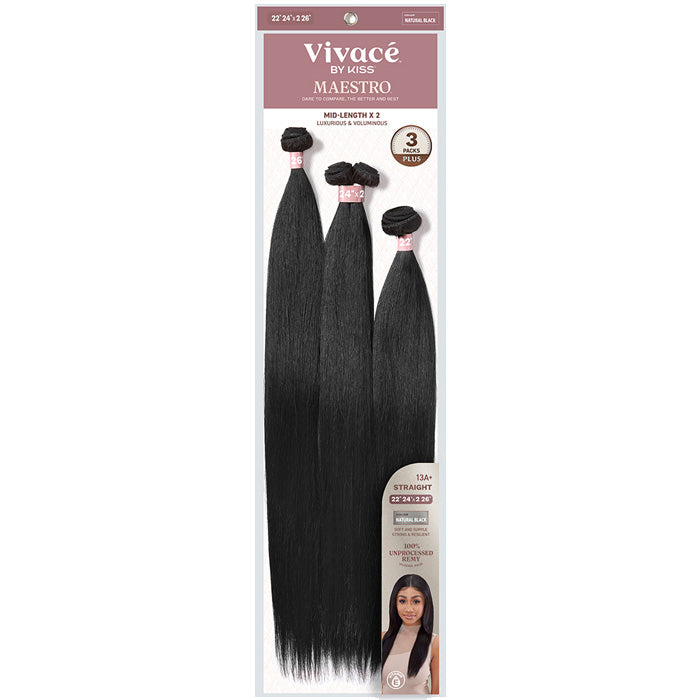 Vivace By Kiss Maestro Bundle Multi 3 Packs Plus STRAIGHT - 100% UNPROCESSED REMY HUMAN HAIR