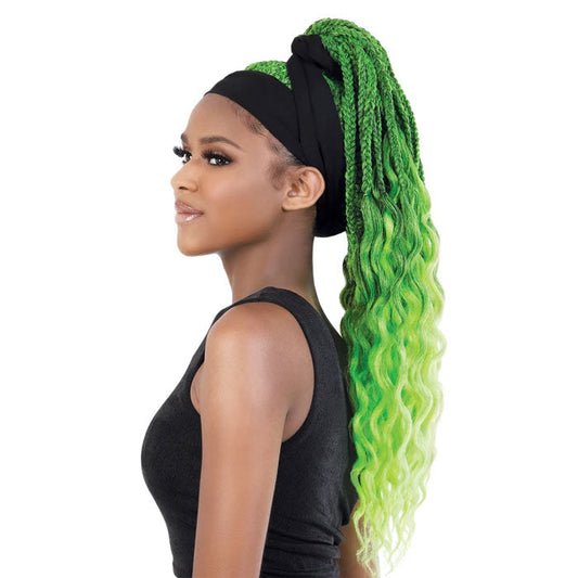 Seduction Quick Wrap with Headband Wig - BOX BRAID with CURLY ENDS 30", 36" Alexwigs