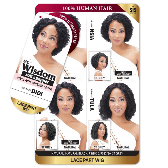 Zury Sis Ms. Wisdom Salt & Pepper 100% Human Hair Lace Part Wig - DIDI Alexwigs