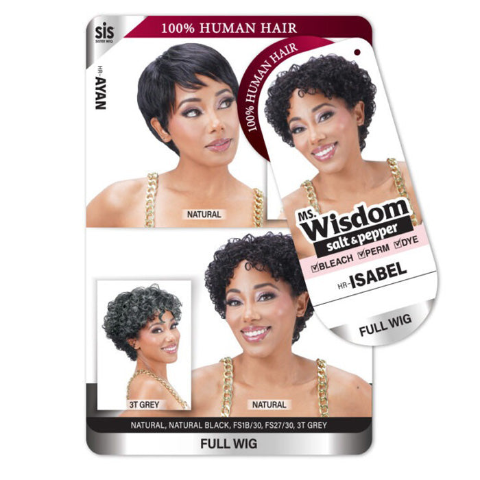 Zury Sis Ms. Wisdom Salt & Pepper 100% Human Hair Full Wig - HR-ISABEL Alexwigs