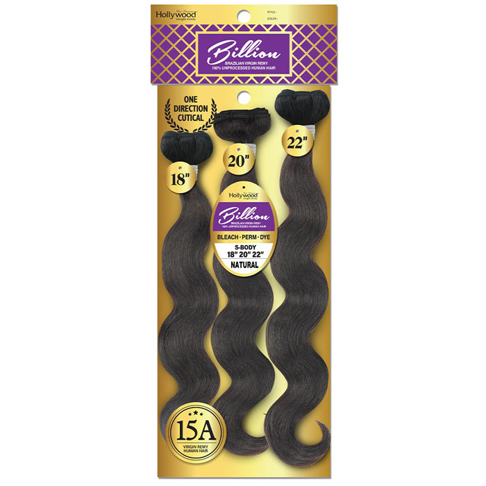 Hollywood Billion Brazilian Virgin Remy 100% Unprocessed Human Hair Weave - S-BODY - 10-28" (Multi Length/ 1 Pack) Alexwigs