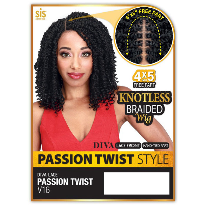 Zury Sis Knotless Braided 4x5 Free Part Lace Front Wig - DIVA LACE PASSION TWIST V 16 Alexwigs