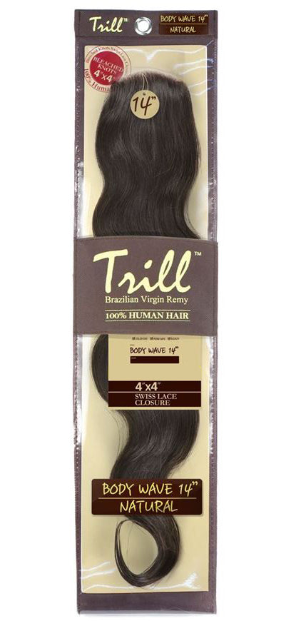 Mane Concept Trill Brazilian Virgin Remy 4x4 Swiss Lace Closure 100% Human Human Hair - BODY WAVE 14" Alexwigs