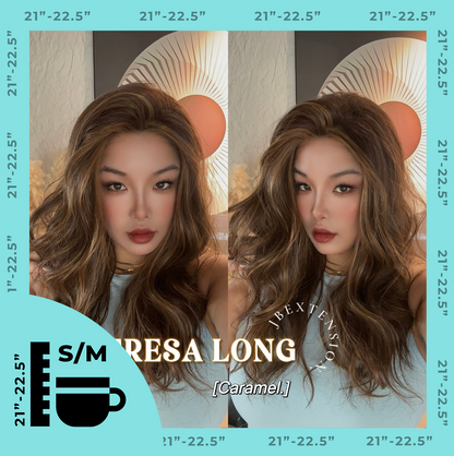 JBEXTENSION 22 Inches Long Caramel Pre-Cut Snowflake Lace Frontlace Glueless Wig TERESA LONG CARAMEL【PERMATEASE】【BENDY EAR TABS】 Alexwigs
