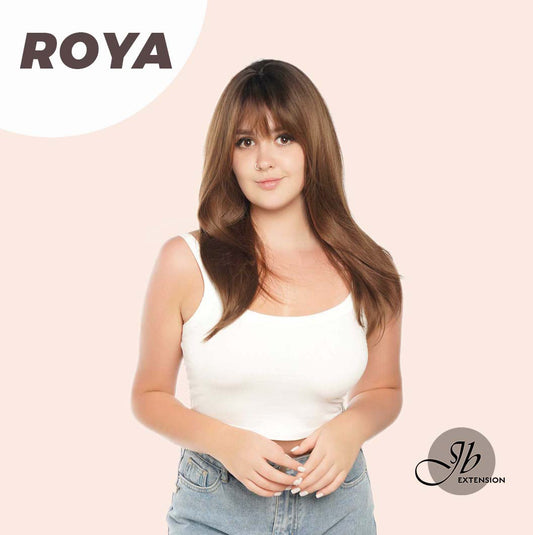 JBEXTENSION 22 Inches Brown With Dark Root With Bangs Wig ROYA Alexwigs