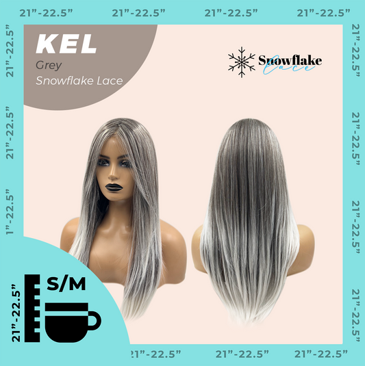 JBEXTENSION 22 Inches Grey Pre-Cut Snowflake Lace Frontlace Glueless Wig KEL GREY【PERMATEASE】【BENDY EAR TABS】 Alexwigs