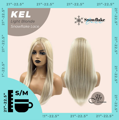 JBEXTENSION 22 Inches Light Blonde Pre-Cut Snowflake Lace Frontlace Glueless Wig KEL LIGHT BLONDE【PERMATEASE】【BENDY EAR TABS】- S/M Alexwigs