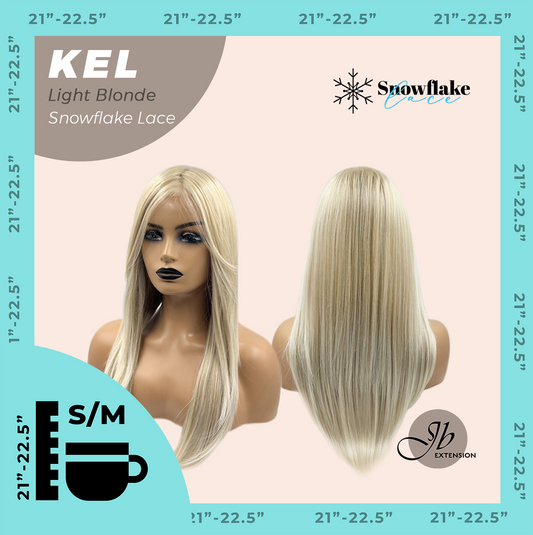 JBEXTENSION 22 Inches Light Blonde Pre-Cut Snowflake Lace Frontlace Glueless Wig KEL LIGHT BLONDE【PERMATEASE】【BENDY EAR TABS】- S/M Alexwigs