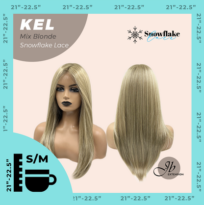 JBEXTENSION 22 Inches Mix Blonde Pre-Cut Snowflake Lace Frontlace Glueless Wig KEL MIX BLONDE【PERMATEASE】【BENDY EAR TABS】- S/M Alexwigs