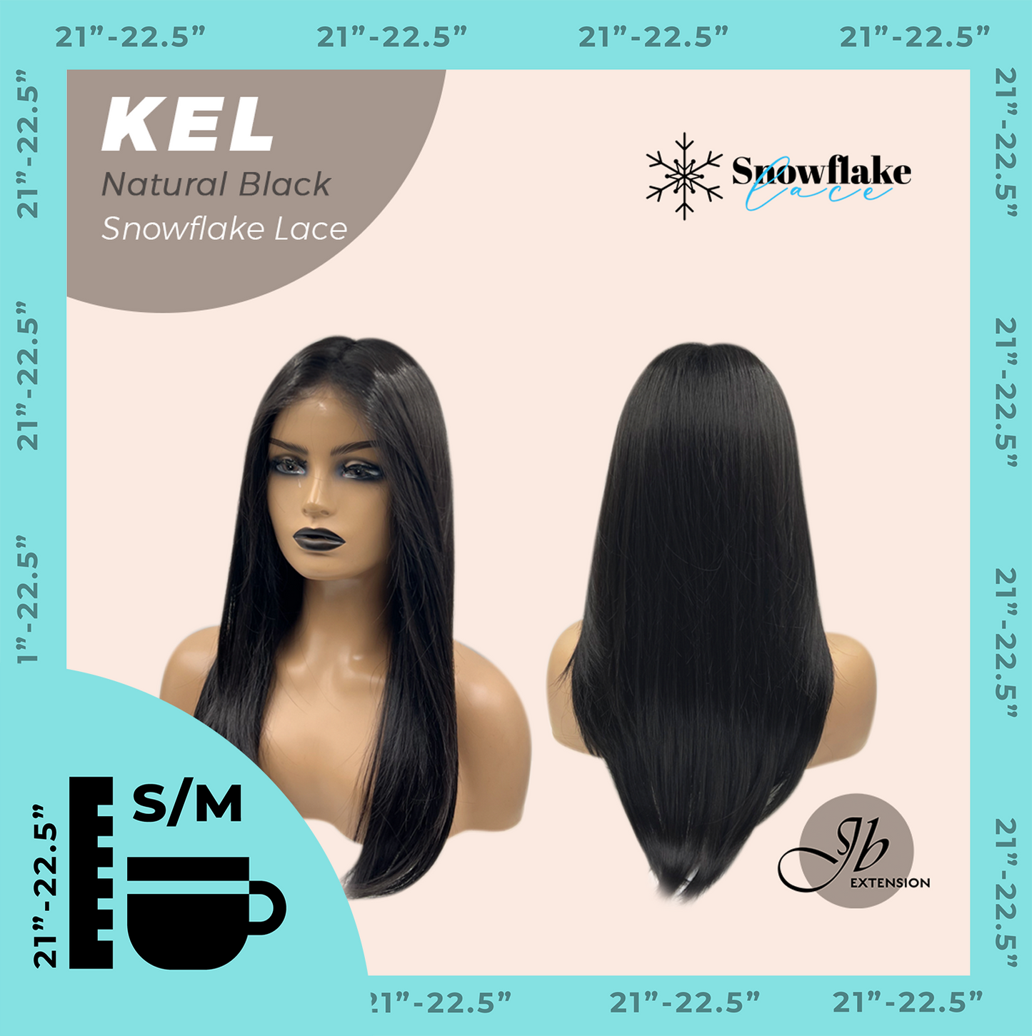 [PRE-ORDER] JBEXTENSION 22 Inches Natural Black Pre-Cut Snowflake Lace Frontlace Glueless Wig KEL NATURAL BLACK【PERMATEASE】【BENDY EAR TABS】 Alexwigs