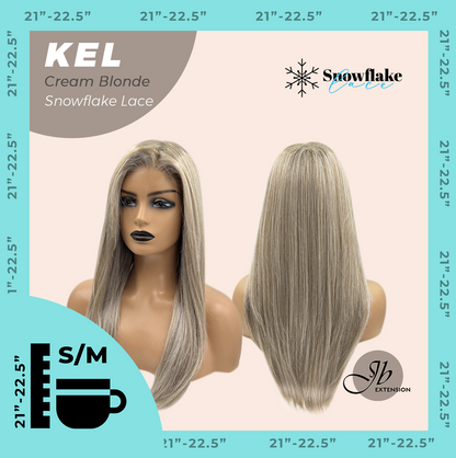 JBEXTENSION 22 Inches Cream Blonde Pre-Cut Snowflake Lace Frontlace Glueless Wig KEL CREAM BLONDE【PERMATEASE】【BENDY EAR TABS】- S/M Alexwigs