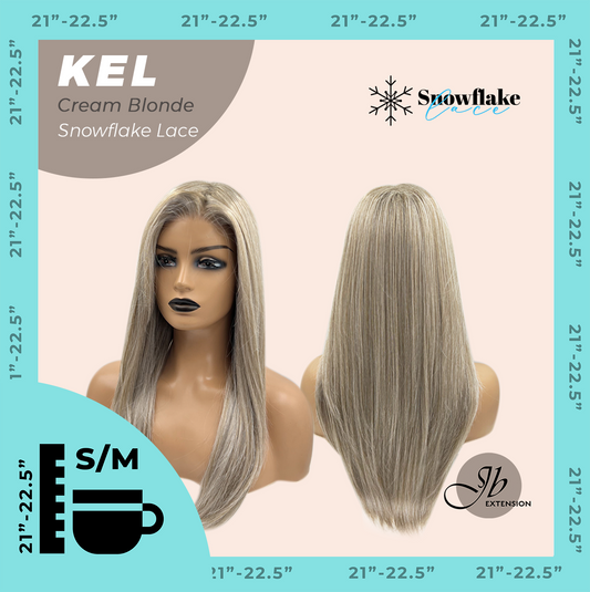 JBEXTENSION 22 Inches Cream Blonde Pre-Cut Snowflake Lace Frontlace Glueless Wig KEL CREAM BLONDE【PERMATEASE】【BENDY EAR TABS】- S/M Alexwigs