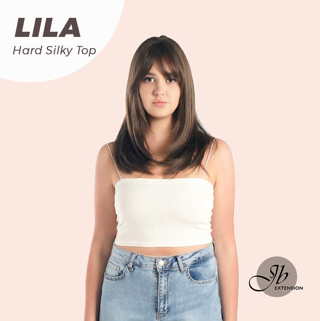 JBEXTENSION 20 Inches Scalpiana Cold Brown Wolf Cut 3.5X4 Hard Silky Top Natural Scalp Effect Wig With Bangs LILA Alexwigs