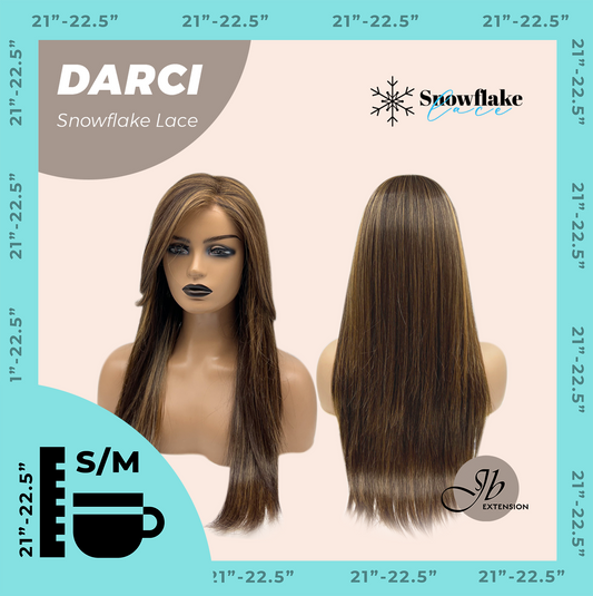 JBEXTENSION 25 Inches Caramel Pre-Cut Snowflake Lace Frontlace Glueless Wig DARCI【PERMATEASE】【BENDY EAR TABS】 Alexwigs