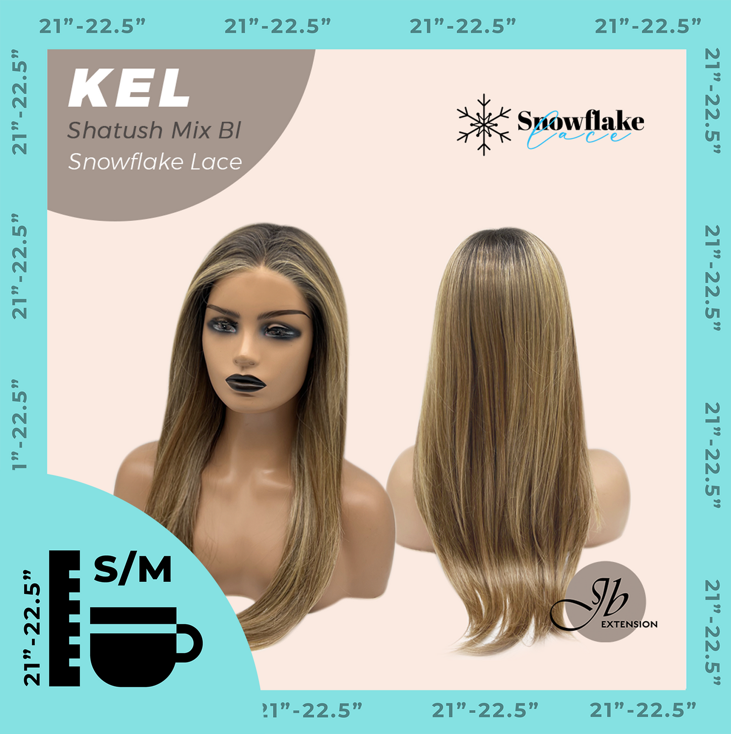 JBEXTENSION 22 Inches Shatush Mix Blonde Pre-Cut Snowflake Lace Frontlace Glueless Wig KEL SHATUSH MIX BLONDE【PERMATEASE】【BENDY EAR TABS】 Alexwigs
