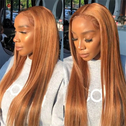 #30 Light Auburn Brown Wigs Straight & Body Wave Colored Human Hair Wigs 13*4 HD Lace Wigs Alexwigs