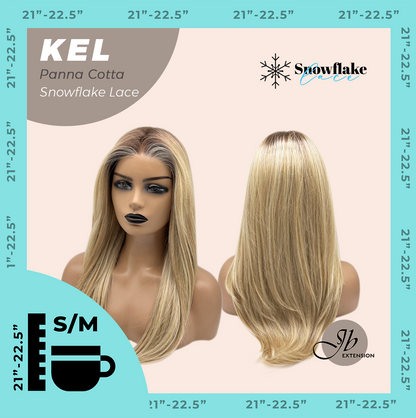 JBEXTENSION 22 Inches Panna Cotta Pre-Cut Snowflake Lace Frontlace Glueless Wig KEL PANNA COTTA【PERMATEASE】【BENDY EAR TABS】 Alexwigs