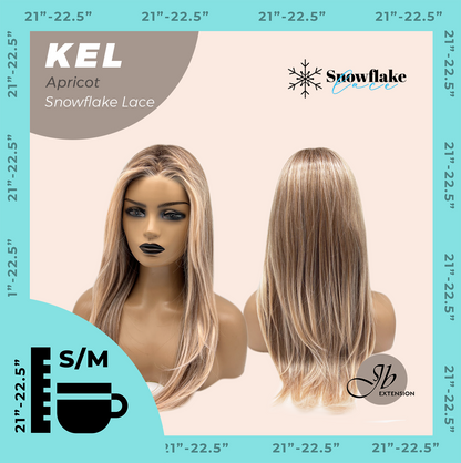 JBEXTENSION 22 Inches Apricot Pre-Cut Snowflake Lace Frontlace Glueless Wig KEL APRICOT【PERMATEASE】【BENDY EAR TABS】- S/M Alexwigs