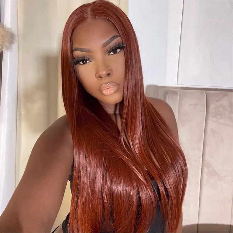 #33 Reddish Brown Color Glueless 8*5 Pre Cut HD Lace Closure Wigs Ready & Go Wig Alexwigs