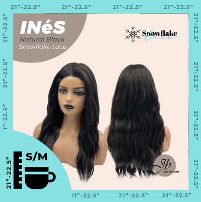 JBEXTENSION 22 Inches Natural Black Pre-Cut Snowflake Lace Frontlace Glueless Wig INéS NATURAL BLACK【PERMATEASE】【BENDY EAR TABS】 Alexwigs