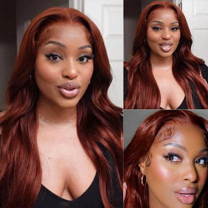 #33 Reddish Brown 5x5 HD Transparent Lace Pre Plucked Natural Hairline Human Hair Wigs Alexwigs