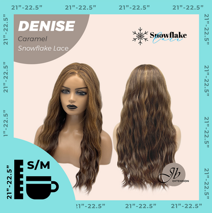JBEXTENSION 24 Inches Caramel Wave Pre-Cut Snowflake Lace Frontlace Glueless Wig DENISE CARAMEL【PERMATEASE】【BENDY EAR TABS】- S/M Alexwigs