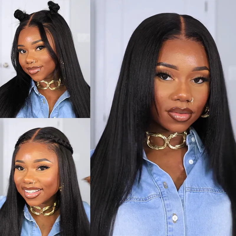 13x4 Lace Frontal Yaki Straight Pre Cut & Pre-Plucked Real Ear To Ear Pre-All Glueless Wig Alexwigs