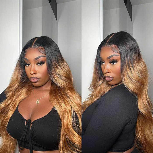 #1B/27 Ombre Color Brazilian Human Hair HD Lace Wigs For Women Pre Plucked With Baby Hair Alexwigs