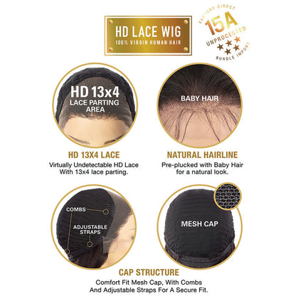 Sensationnel Unprocessed 15A 100% Virgin Human Hair 13X4 HD Lace Part Wig - STRAIGHT 18 Alexwigs