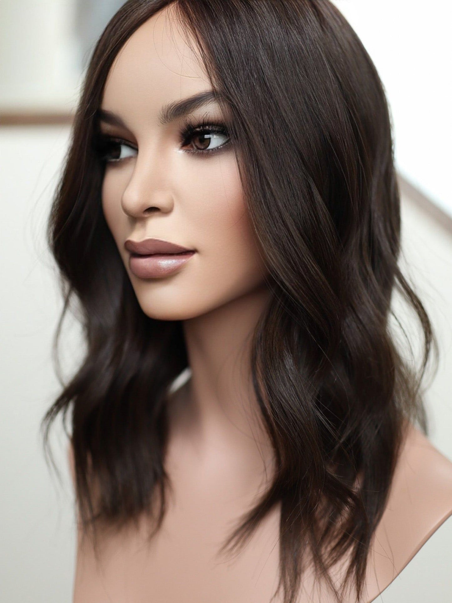 18" 9x9 Dark Brown Silk Top Topper (FINAL SALE) Alexwigs