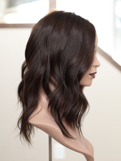 18" 9x9 Dark Brown Silk Top Topper (FINAL SALE) Alexwigs