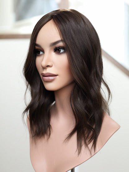 18" 9x9 Dark Brown Silk Top Topper (FINAL SALE) Alexwigs