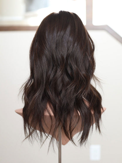 18" 9x9 Dark Brown Silk Top Topper (FINAL SALE) Alexwigs