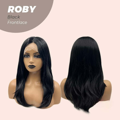 JBEXTENSION 22 Inches Jet Black Medium Length Women Frontlace Glueless Wig ROBY BLACK Alexwigs