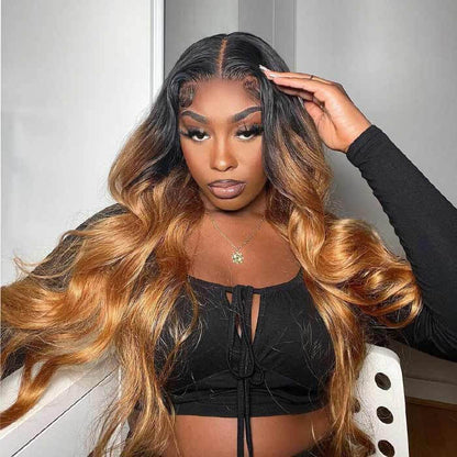 #1B/27 Ombre Color Brazilian Human Hair HD Lace Wigs For Women Pre Plucked With Baby Hair Alexwigs