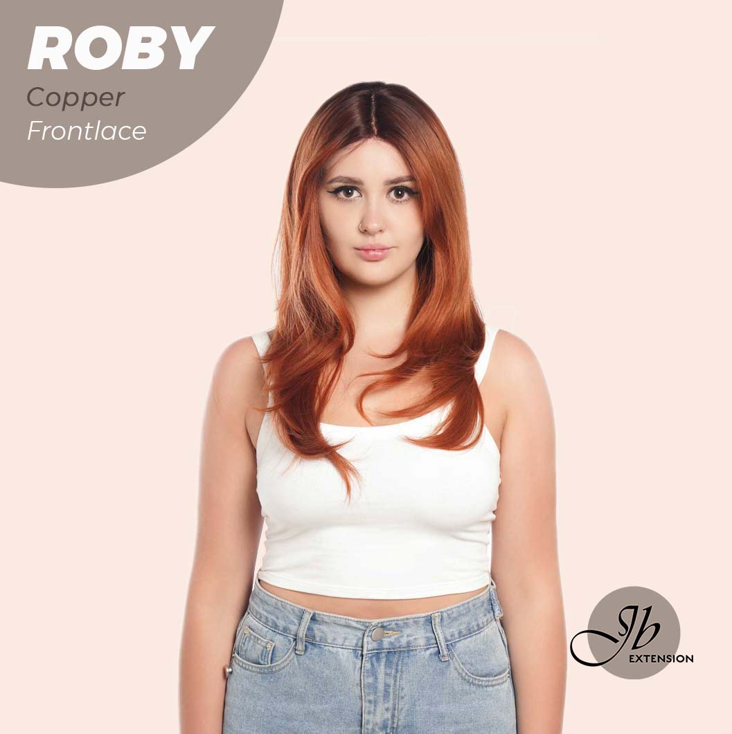 JBEXTENSION 22 Inches Copper Medium Length Women Pre-Cut Frontlace Glueless Wig ROBY COPPER Alexwigs