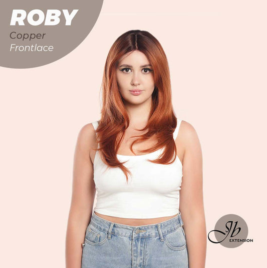 JBEXTENSION 22 Inches Copper Medium Length Women Pre-Cut Frontlace Glueless Wig ROBY COPPER Alexwigs
