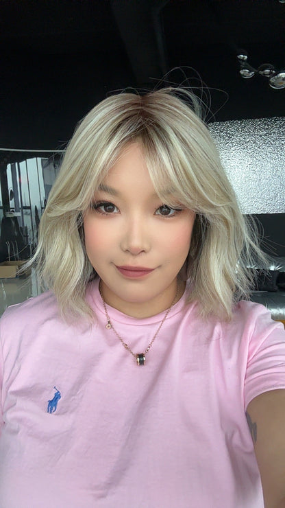 [PRE-ORDER] HOT OF SEASON - BONNIE MONO GOLDEN BLONDE Full Monofilament Handmade Full Lace Full Hand Tied Wig 12 Inches Golden Blonde With Dark Root Mono Lace Handmade Futura Fiber Glueless Wig BONNIE MONO GOLDEN BLONDE【BENDY EAR TABS】 Alexwigs