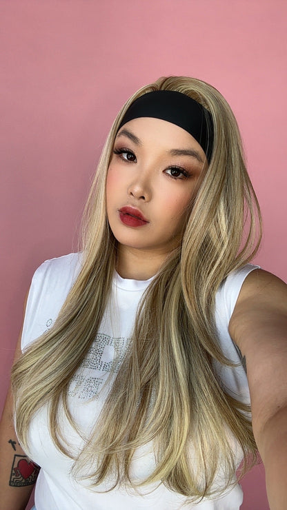 JBEXTENSION 24 Inches Long Curly Hair Blonde Headband Wig SPIKE WAVE HAIR - BLONDE Alexwigs