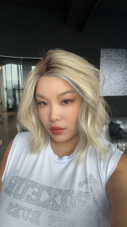 [PRE-ORDER] JBEXTENSION 12 Inches Blonde Curly Pre-Cut Side Part Snowflake Lace Frontlace Glueless Wig BARBARA【BENDY EAR TABS】 Alexwigs