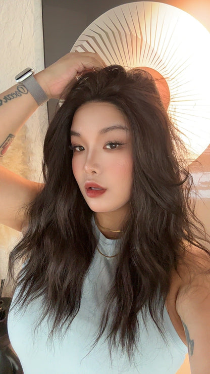 JBEXTENSION 22 Inches Dark Brown Pre-Cut Snowflake Lace Frontlace Glueless Wig INéS DARK BROWN【PERMATEASE】【BENDY EAR TABS】- M/L Alexwigs