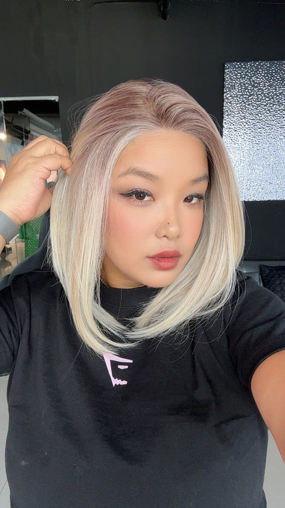 [PRE-ORDER] JBEXTENSION JINX MONO Monofilament Handmade Wig 6X5 Full Monofilament Hand Tied Top Wig 12 Inches Blonde Mono Lace Wig With Anti-slip Silicone Strips Glueless Wig JINX MONO【BENDY EAR TABS】 Alexwigs