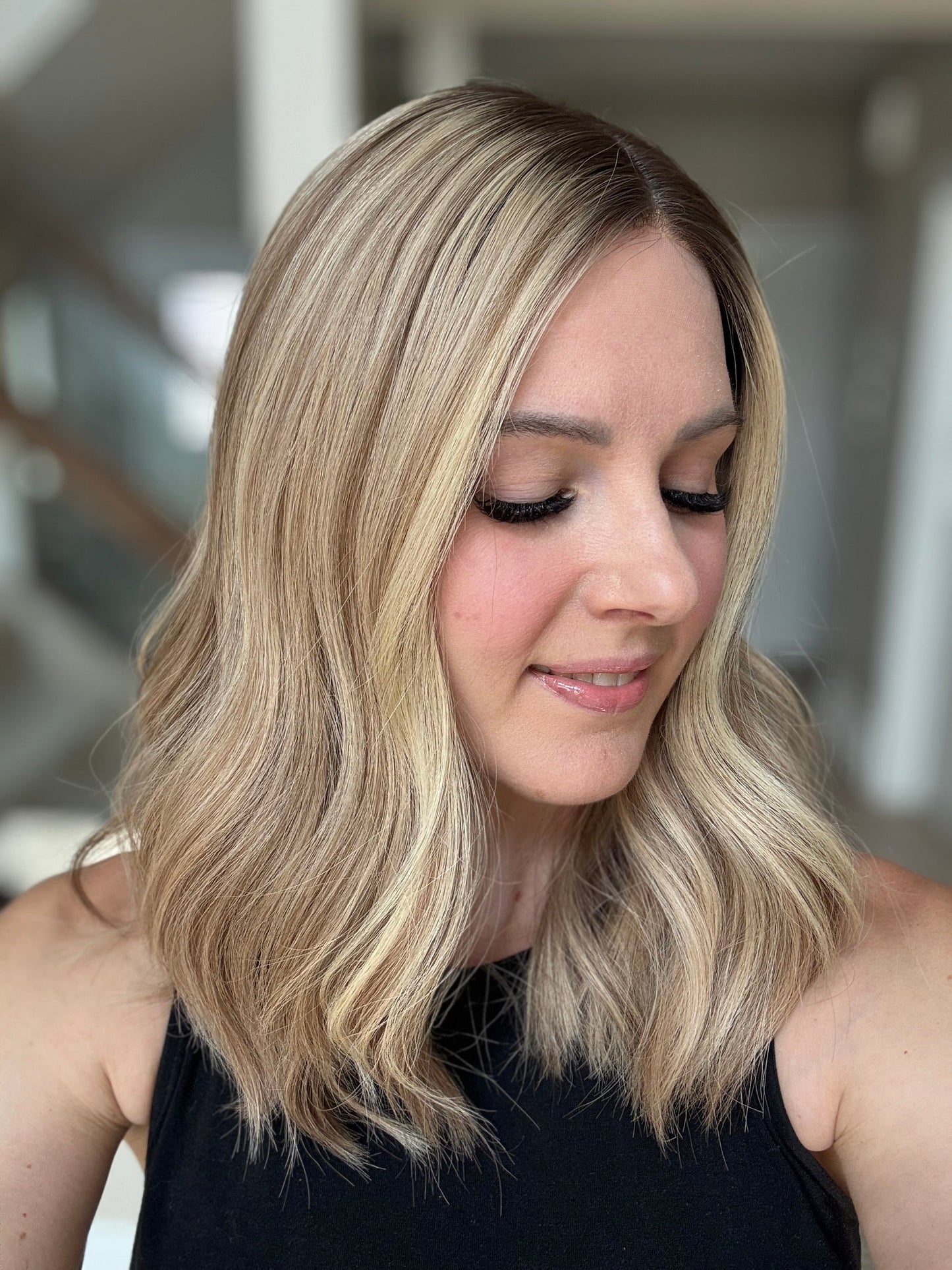 18" Olivia LOB Comfort Cap Silk Top Wig (M) Alexwigs