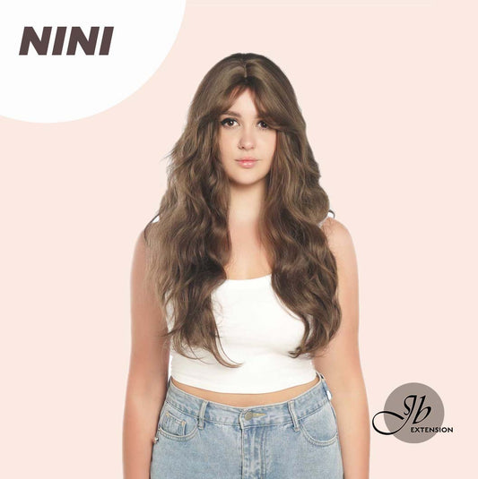 JBEXTENSION 24 Inches Cold Brown Body Wave Wig With Cute Bangs NINI Alexwigs