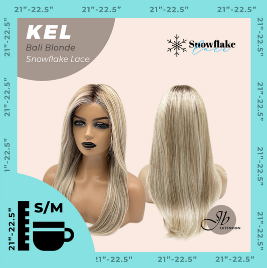 JBEXTENSION 22 Inches Bali Blonde Pre-Cut Snowflake Lace Frontlace Glueless Wig KEL BALI BLONDE【PERMATEASE】【BENDY EAR TABS】- S/M Alexwigs