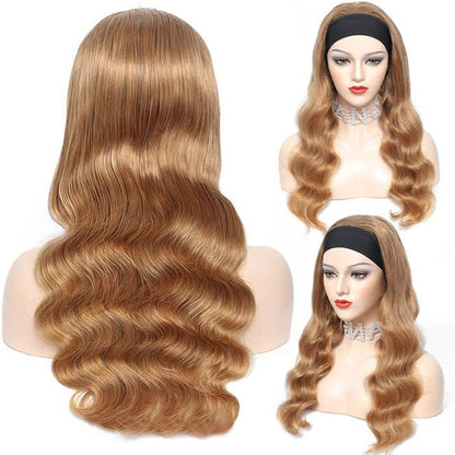 #27 Honey Blonde Headband Wigs Straight/Body Wave Human Hair Half Wigs Alexwigs