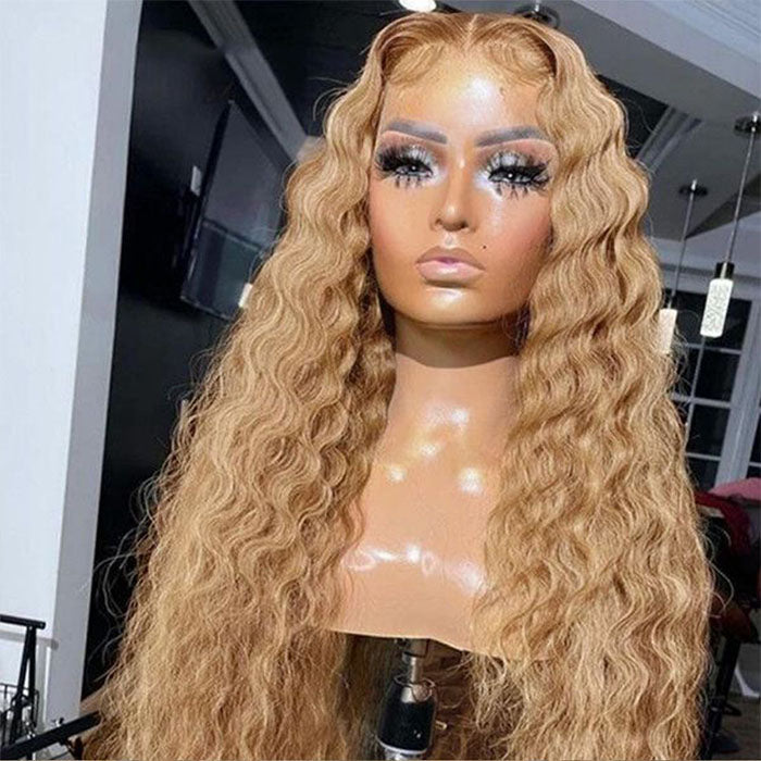 #27 Loose Deep Wave Honey Blonde Lace Front Wig Brazilian 13×4 13x6 Frontal HD Lace Wig Alexwigs