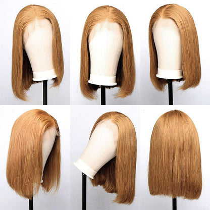 #27 Honey Blonde Short Straight Bob 13x4/4x4 Lace Wig 100% Human Virgin Hair Alexwigs